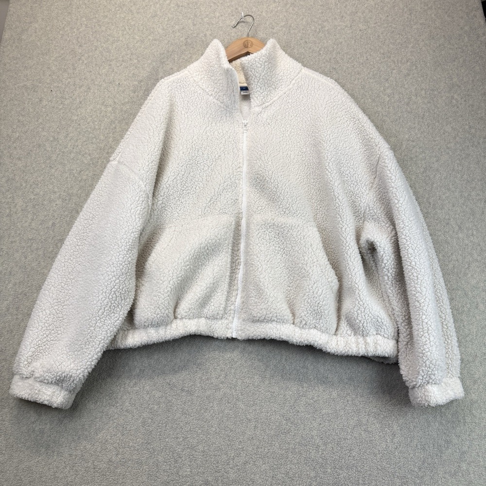 Old Navy Women's Ivory Sherpa Fleece Full Zip Jacket Size XL